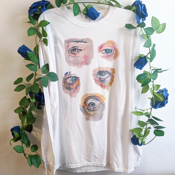 Tops - I SEE You Long Sleeve Illustration Shirt